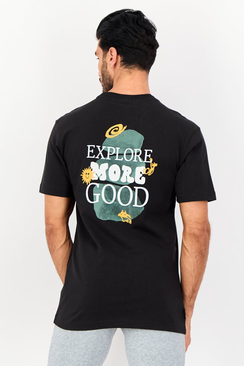 PUMA تي شيرت رجالي بقصة مريحة بأكمام قصيرة، أسود - Image 3