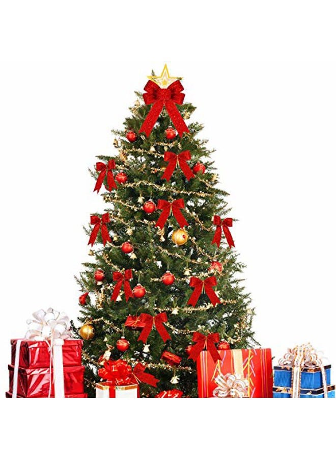Sumind 36 Pieces Red Christmas Tree Glitter Bows, 5 x 4 Inch Tie Ribbon Twist Tie Bows for Treat Bags Gift Wrapping Basket Wedding Birthday Valentine Christmas Tree Wreath Garland Decoration - Image 5