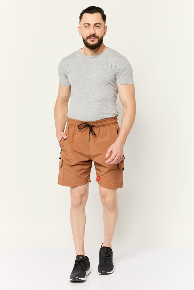Athletex Men Sportswear Fit Solid Outdoor Shorts, Brown - Image 3