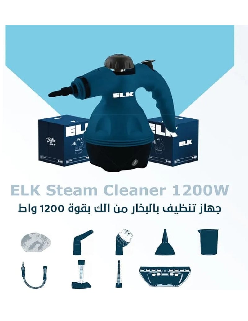 إلك جهاز تنظيف بالبخار محمول باليد، عالي الحرارة، يعمل بضغط البخار، مزود بـ 9 ملحقات، مناسب للمطبخ، والأرائك، والحمام، والسيارة، والنوافذ، بقوة 1200 واط - Image 5