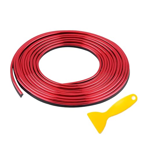 winterrock Car Interior Moulding Trim Strip 33Ft10M Auto Electroplating Decoration Styling Door Dashboard Car Decorative Flexible Filler Insert Strip Interior Accessory with Installing Tool Red - Image 1