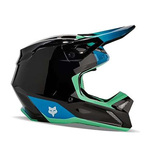 Fox Racing Youth V1 Motocross Dirt Bike Helmet, Black/Blue, Large - Image 2