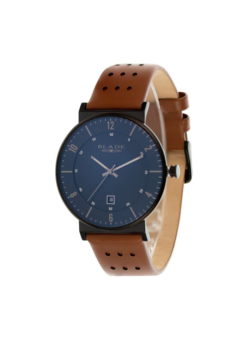 BLADE Wanderer Noir 3683G1NND SS & Leather Date Men's Watch - Image 1