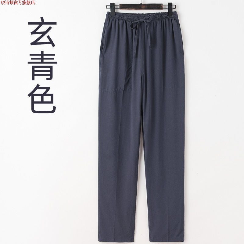 Pants Mens Summer Mens Casual Pants Tencel Cotton Linen Loose Straight Leg Pants Ice Cool Summer Cool Thin Pants 8888 - Image 2