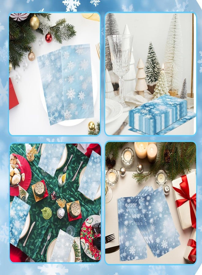 Bezkega Winter Party Napkins,Snowflake Party Supplies 40pcs Winter Wonderland Cocktail Napkins for Christmas Holiday Bathroom Decor Winter Party Supplies - Image 4