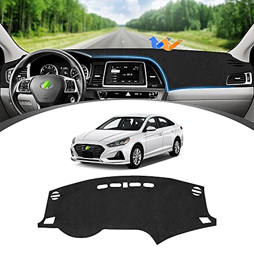 FIILINES Dash Cover for Hyundai Sonata 2015-2019, Dashboard Cover Sonata Accessories Suede Sunshade Anti-Slip Dash Mat Black - Image 1