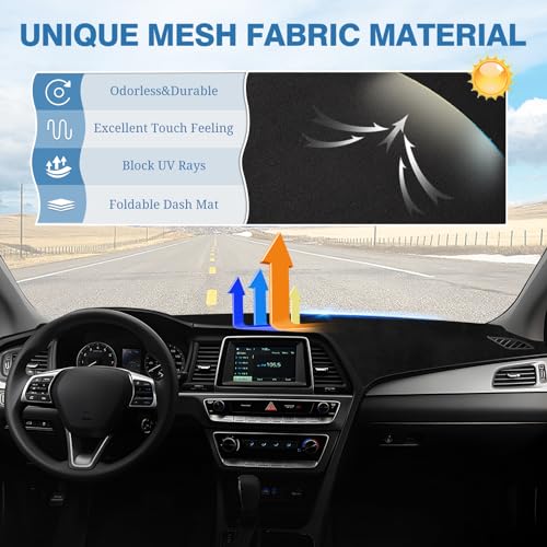 FIILINES Dash Cover for Hyundai Sonata 2015-2019, Dashboard Cover Sonata Accessories Suede Sunshade Anti-Slip Dash Mat Black - Image 3