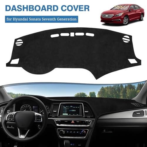 FIILINES Dash Cover for Hyundai Sonata 2015-2019, Dashboard Cover Sonata Accessories Suede Sunshade Anti-Slip Dash Mat Black - Image 2
