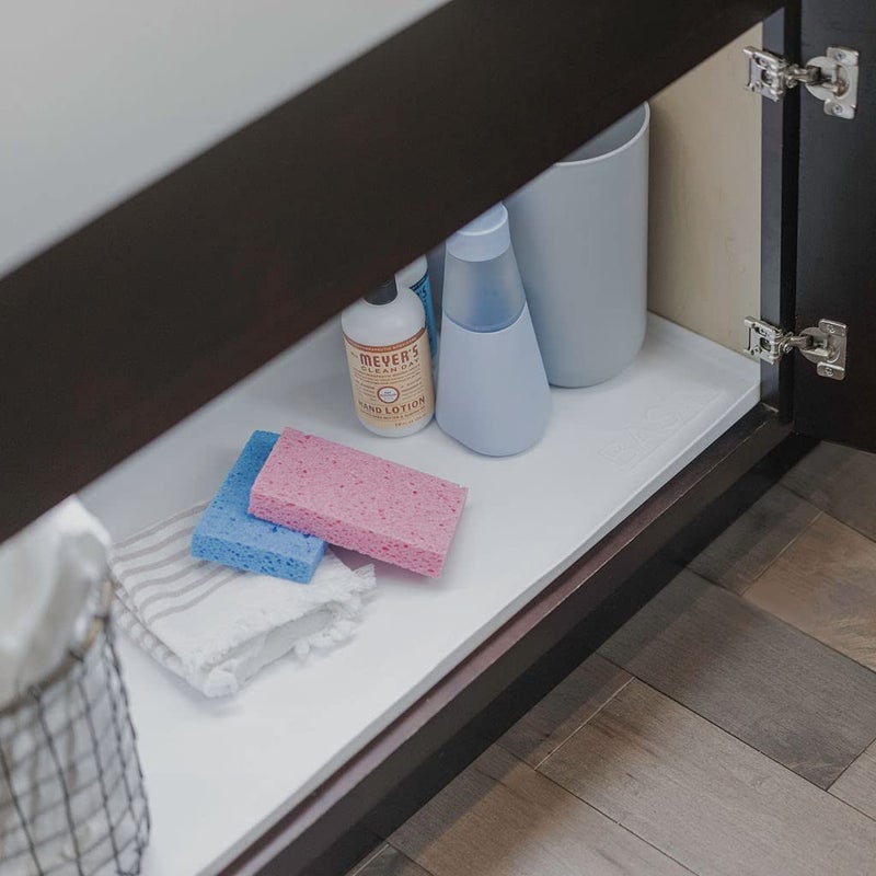 BASIN Under Sink Mats for Kitchen Waterproof - The Original Silicone Under Sink Liner Drip Tray - Designed in USA - Sink Cabinet Protector for Water Drips, Leaks, Spills - 28"x22" White - Image 5