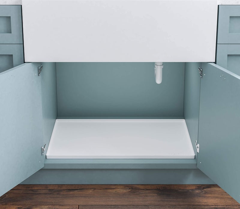 BASIN Under Sink Mats for Kitchen Waterproof - The Original Silicone Under Sink Liner Drip Tray - Designed in USA - Sink Cabinet Protector for Water Drips, Leaks, Spills - 28"x22" White - Image 1