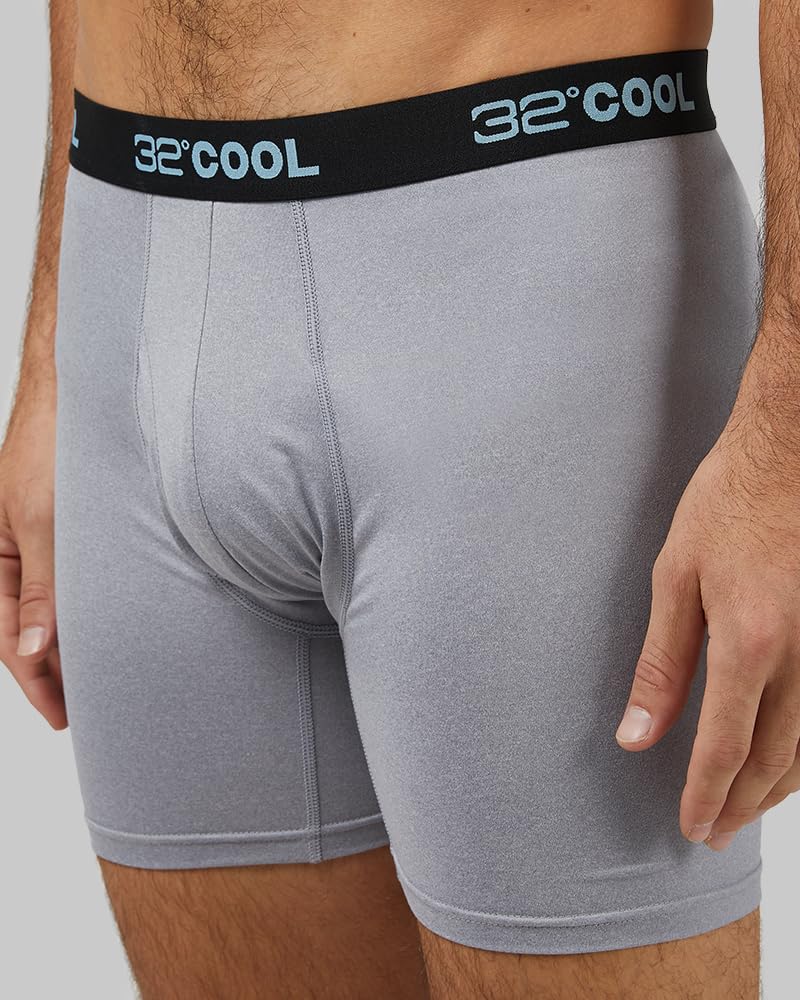 32 Degrees 32º DEGREES COOL Mens 4-PACK Quick Dry Performance Boxer Brief With Comfort Elastic Waistband, 2 Black/2 Icy Grey Heather, Medium - Image 3