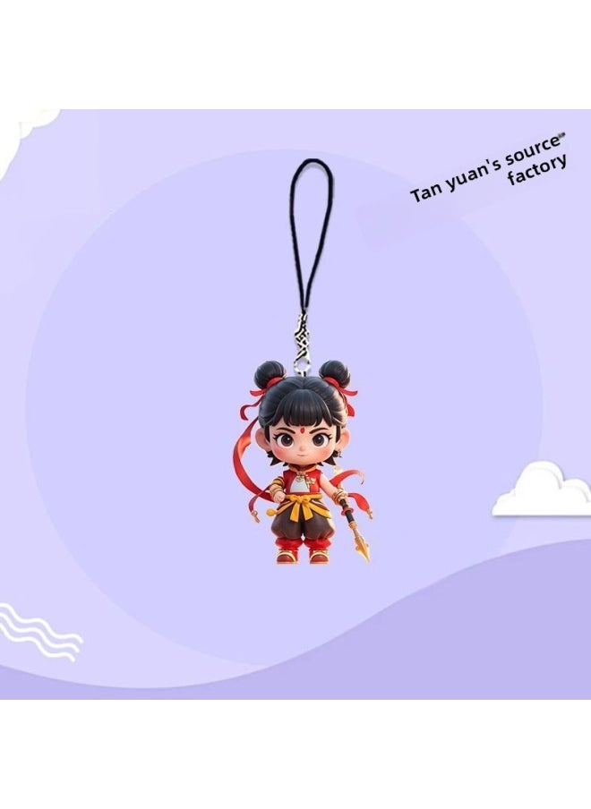 Nezha 2 Magic Child Making Sea Lotus Root Cake CP Mobile Phone Chain Pendant Cartoon Animation High Color Value-Specification:All Six Items Are [super Cheap]