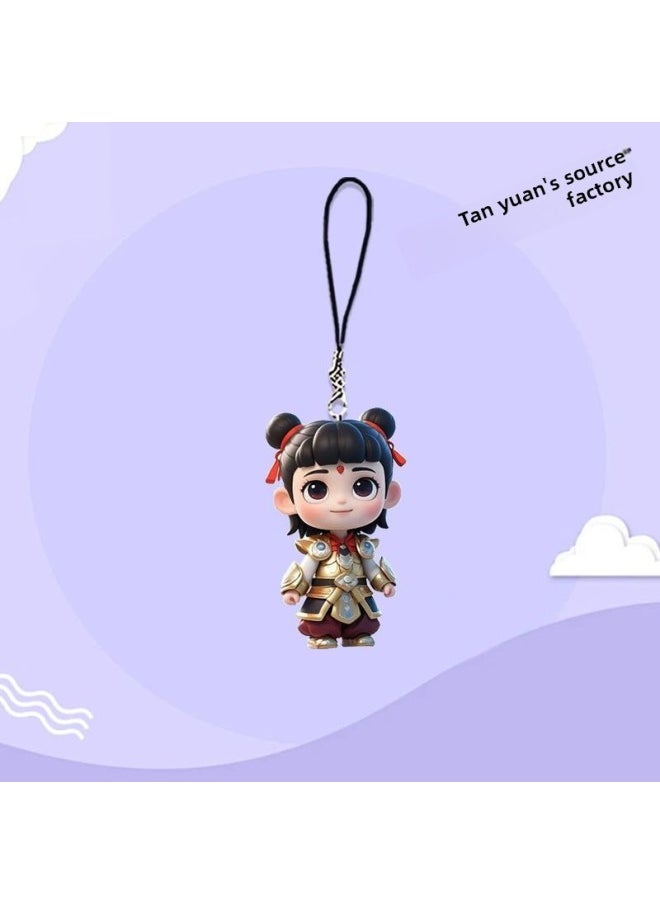 Nezha 2 Magic Child Making Sea Lotus Root Cake CP Mobile Phone Chain Pendant Cartoon Animation High Color Value-Specification:All Six Items Are [super Cheap]