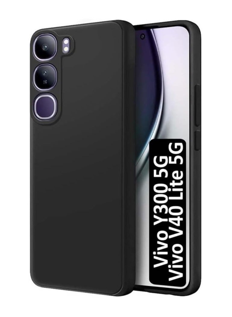 Case for Vivo Y300 Liquid Gel Rubber Bumper Case with Soft Microfiber Lining Cushion Slim Hard Shell Shockproof Protective Cover for Vivo Y300 5G 2024 (Black) - Image 1