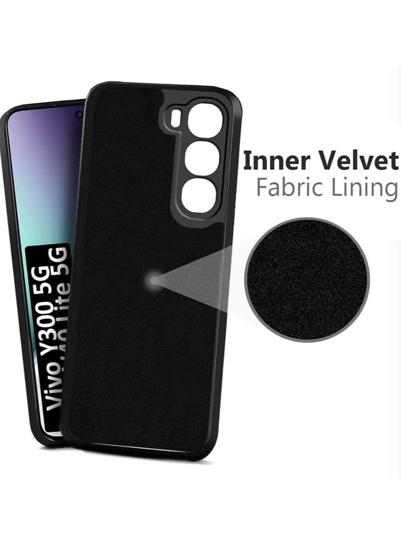 Case for Vivo Y300 Liquid Gel Rubber Bumper Case with Soft Microfiber Lining Cushion Slim Hard Shell Shockproof Protective Cover for Vivo Y300 5G 2024 (Black) - Image 3