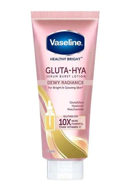Vaseline Gluta - Hya Serum Burst Body Lotion: Dewy Radiance for Bright and Glowing Skin, 10X More Powerful than Vitamin C with Mega Size 330ml for Luxurious Skin Care Excellence