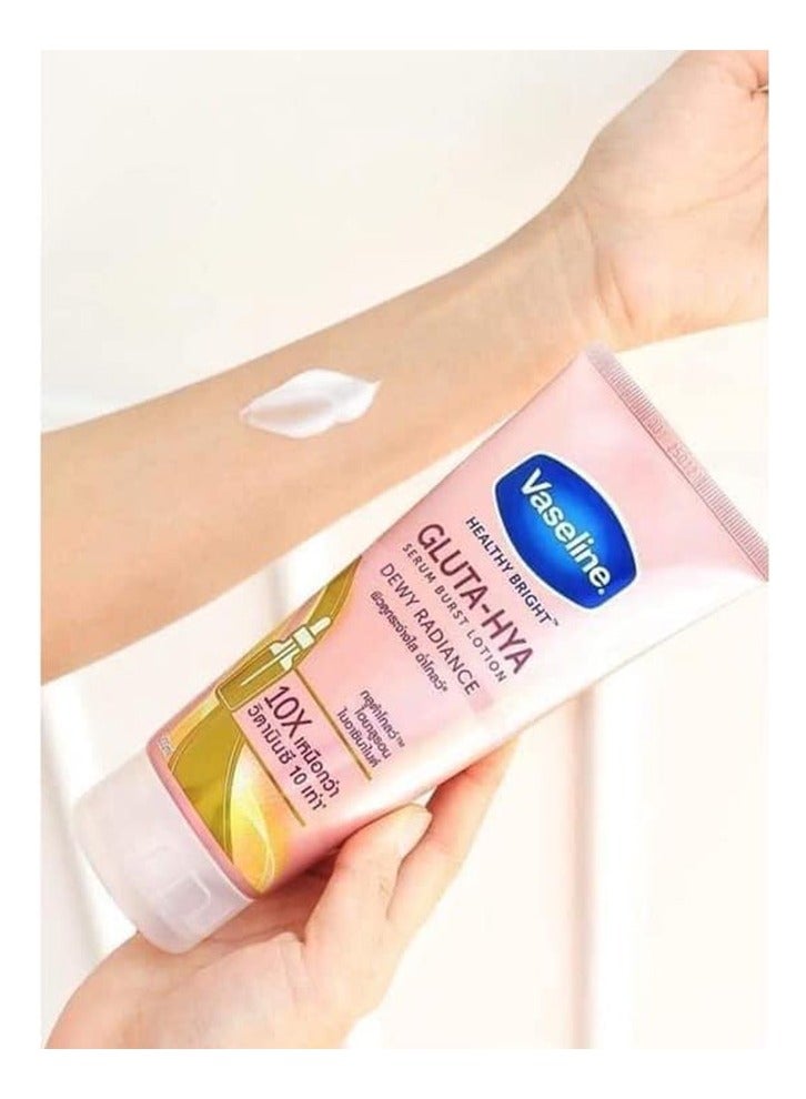 Vaseline Gluta - Hya Serum Burst Body Lotion: Dewy Radiance for Bright and Glowing Skin, 10X More Powerful than Vitamin C with Mega Size 330ml for Luxurious Skin Care Excellence