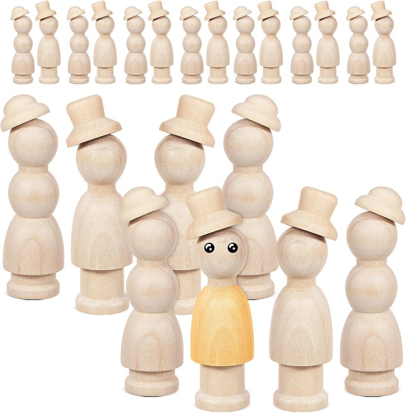 Unfinished Wooden Peg Dolls Blank Figures for Craft Painting Smooth Sanded Surface Safe DIY Creative Decoration for Adults - Image 1