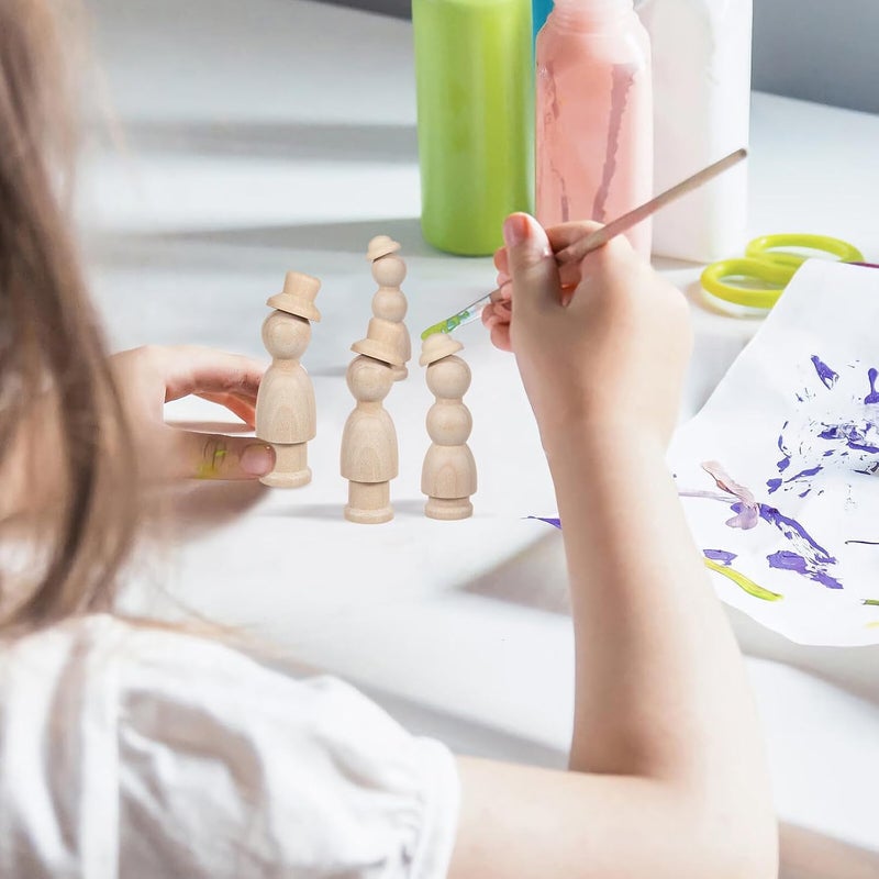 Unfinished Wooden Peg Dolls Blank Figures for Craft Painting Smooth Sanded Surface Safe DIY Creative Decoration for Adults - Image 4