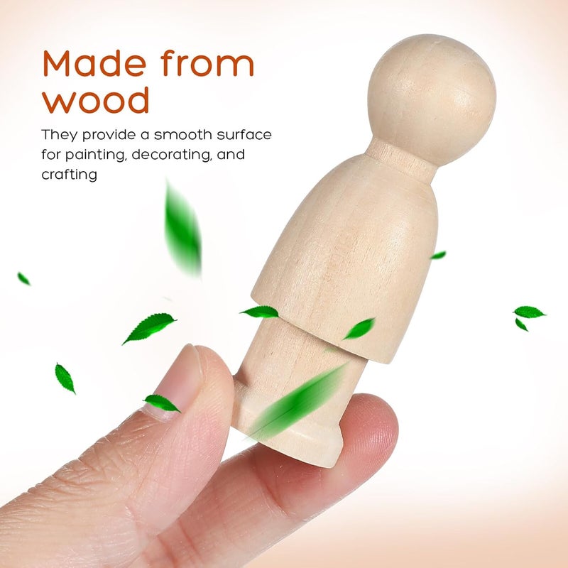 Unfinished Wooden Peg Dolls Blank Figures for Craft Painting Smooth Sanded Surface Safe DIY Creative Decoration for Adults - Image 3