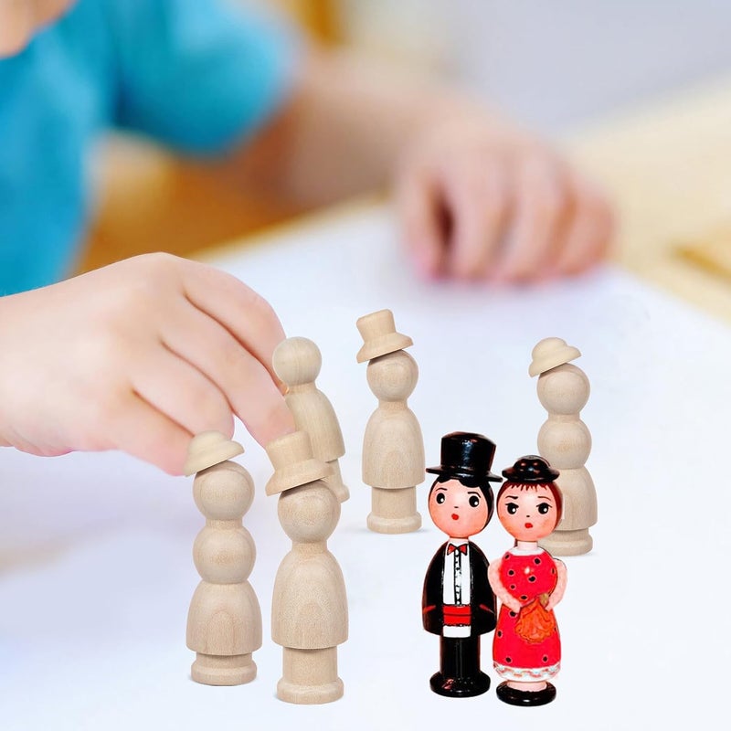 Unfinished Wooden Peg Dolls Blank Figures for Craft Painting Smooth Sanded Surface Safe DIY Creative Decoration for Adults - Image 5