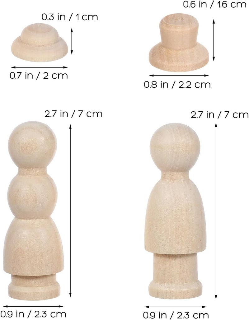 Unfinished Wooden Peg Dolls Blank Figures for Craft Painting Smooth Sanded Surface Safe DIY Creative Decoration for Adults - Image 2