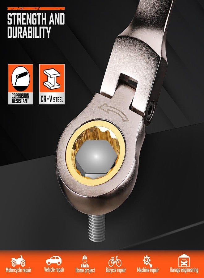 هورسدي طقم مفاتيح ربط مترية مرنة الرأس من هوروسدي، ١٢ قطعة، مع منظم | طقم مفاتيح ربط مركبة بسقاطة ٨-١٩ مم | ٧٢ سنًا | فولاذ كروم فاناديوم - Image 4