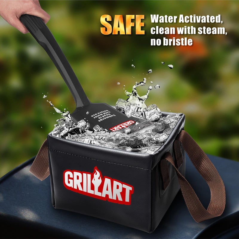 GRILLART Grill Brush Bristle Free, SteamWizards [Ultra Safe & Efficient] Grill Cleaner Brush with 1 Replacement Head, for Cast Iron and Stainless Steel Grates, BBQ Grill Brush for Outdoor Grill - Image 2