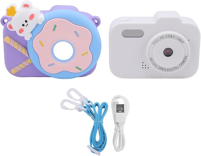 Purple Dual Lens 1080P Auto Focus Digital Camera Compact Shockproof Silicone Design - Image 1