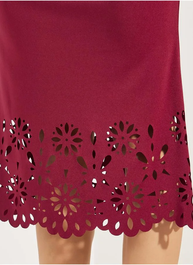 Styli Fit & Flare Skirt with Cutwork Hem