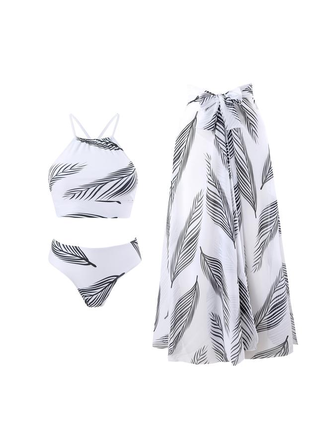 Y&D 3 Piece Swimsuits for Women High Waisted Bikini Sets Retro Swimsuit with Cover up Beach Wrap Skirt - Image 5