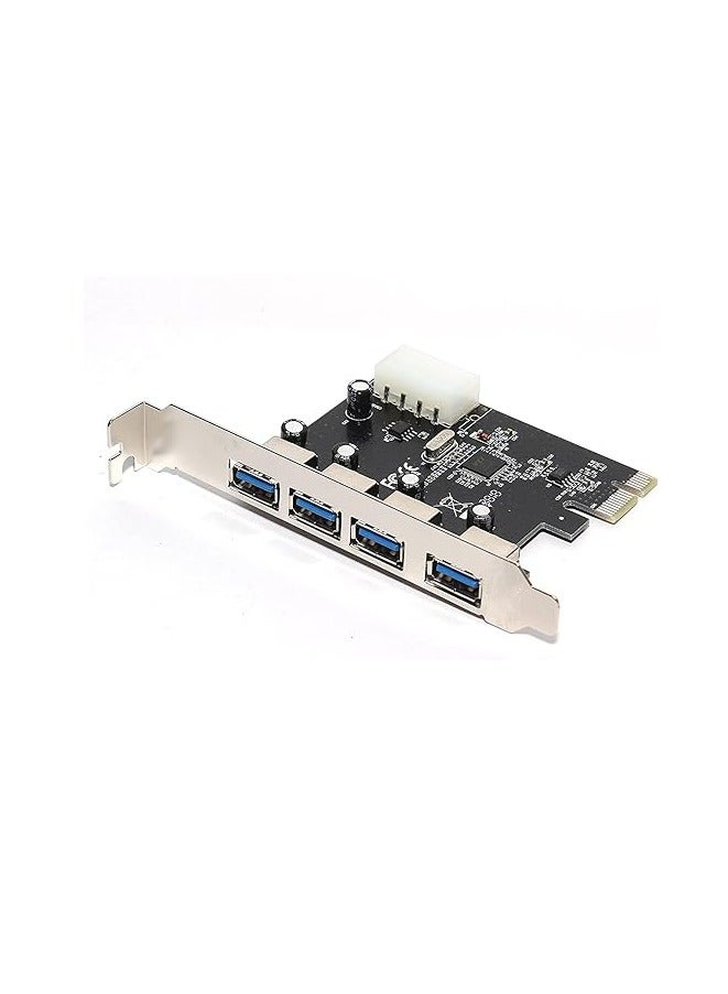 PCI Express Card 4 Port USB 3.0 with 5V 4-Pin Power Connector up to 5 Gbps Speed  - Image 1