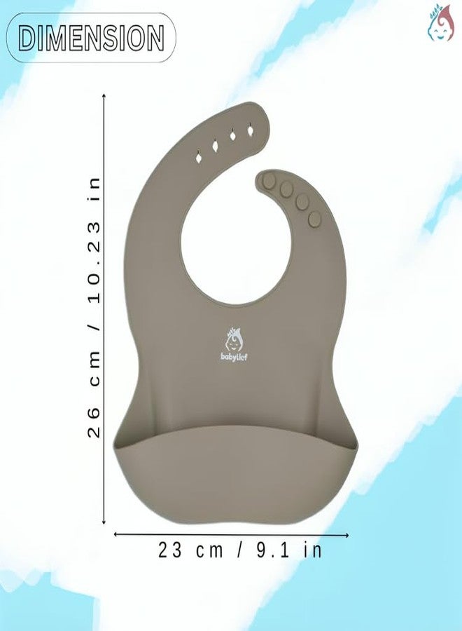 Babylief™ Baby Feeding Set, 4 Pieces, Silicone Bib, Cup with Straw, Bowl with Suction Base and Spoon, Multicolour (Sage) - Image 3