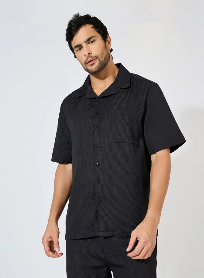 Styli Textured Relaxed Fit Resort Collar Shirt & Pants Co-Ords