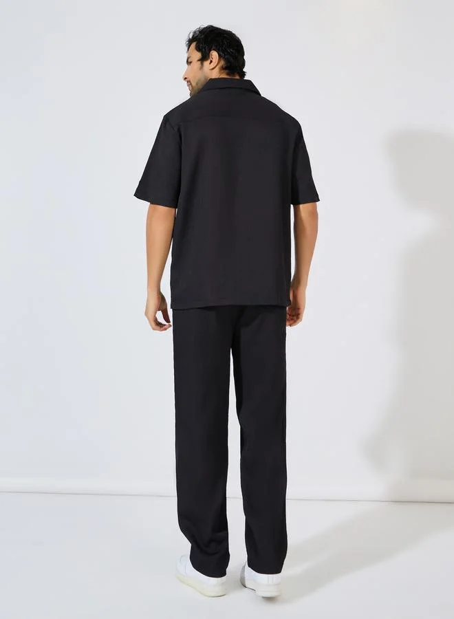 Styli Textured Relaxed Fit Resort Collar Shirt & Pants Co-Ords