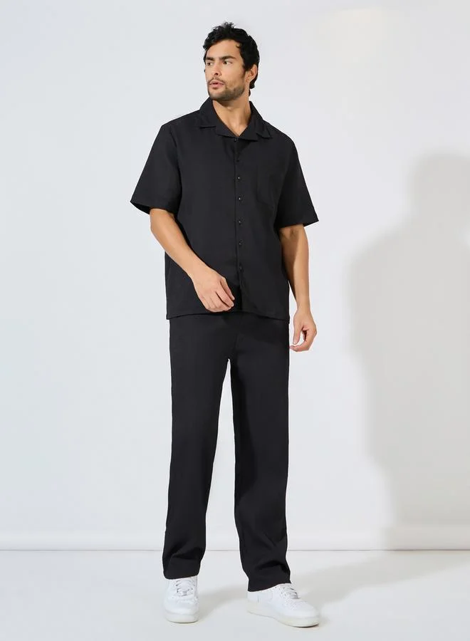 Styli Textured Relaxed Fit Resort Collar Shirt & Pants Co-Ords
