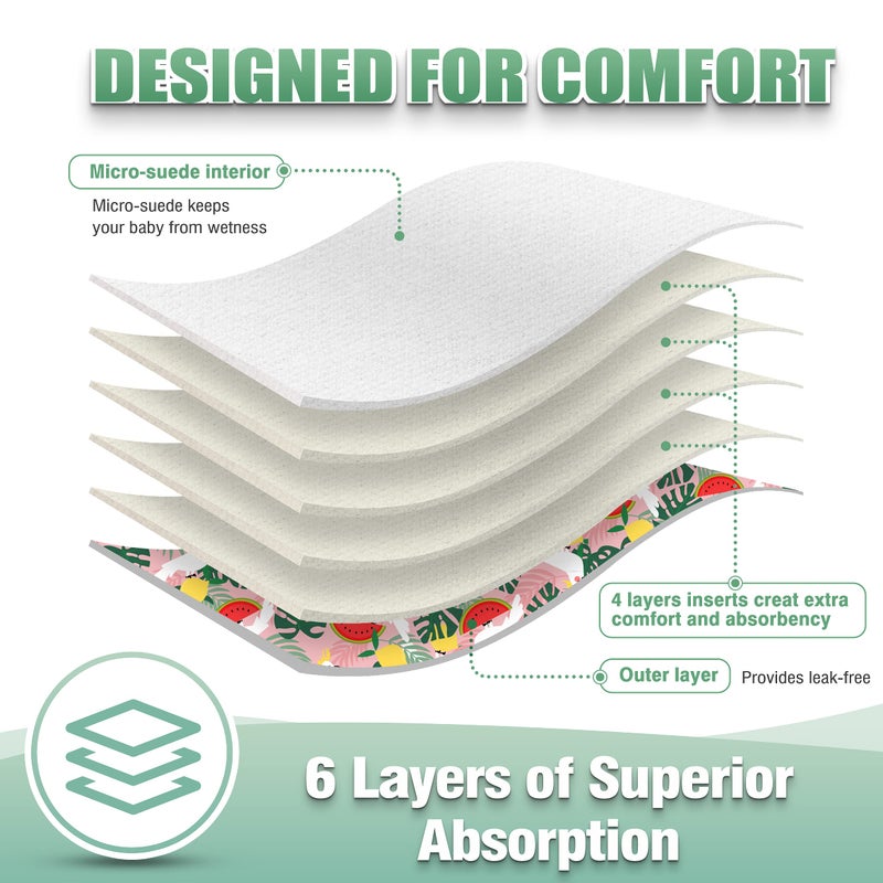 wegreeco Cloth Diapers 6 Pack with 6 Inserts & 1 Wet Bag, Washable Cloth Diapers for Babies, One Size Adjustable Reusable (Love, Flowers) - Image 4