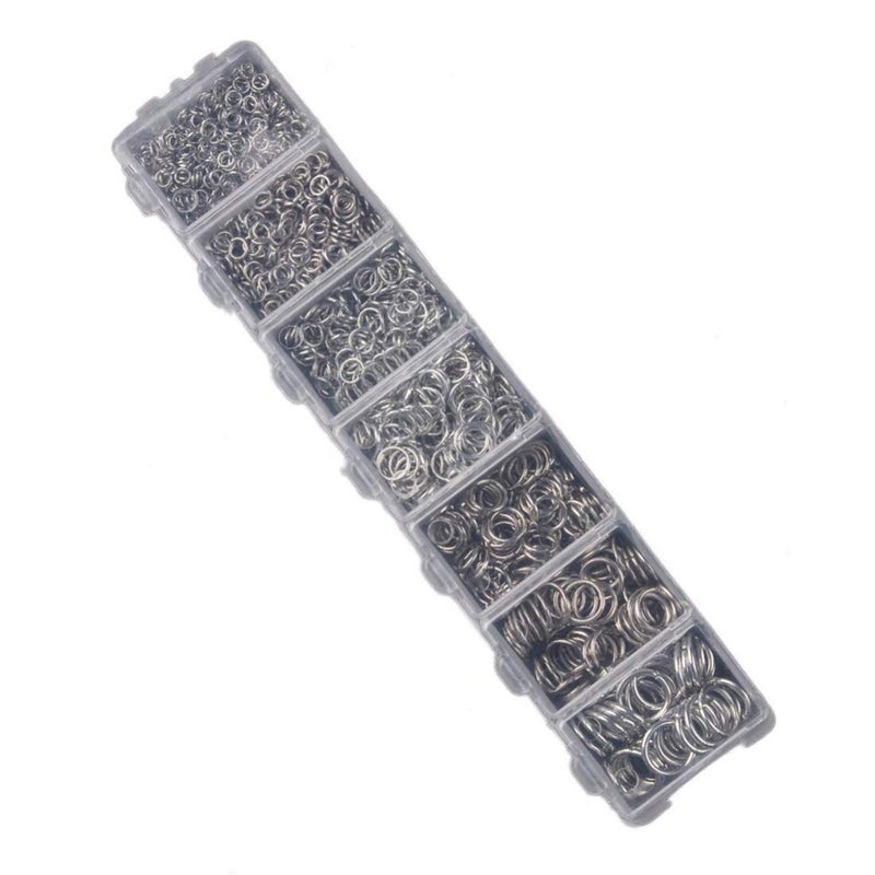 DIY Crafts Pack of 1 Box, Silver, 1450Pcs/lot 3 4 5 6 7 8 10mm Gold Silver Color Open Jump Rings Split Rings Link Loop for DIY Jewelry Ma(Pack of 1 Box, Silver)