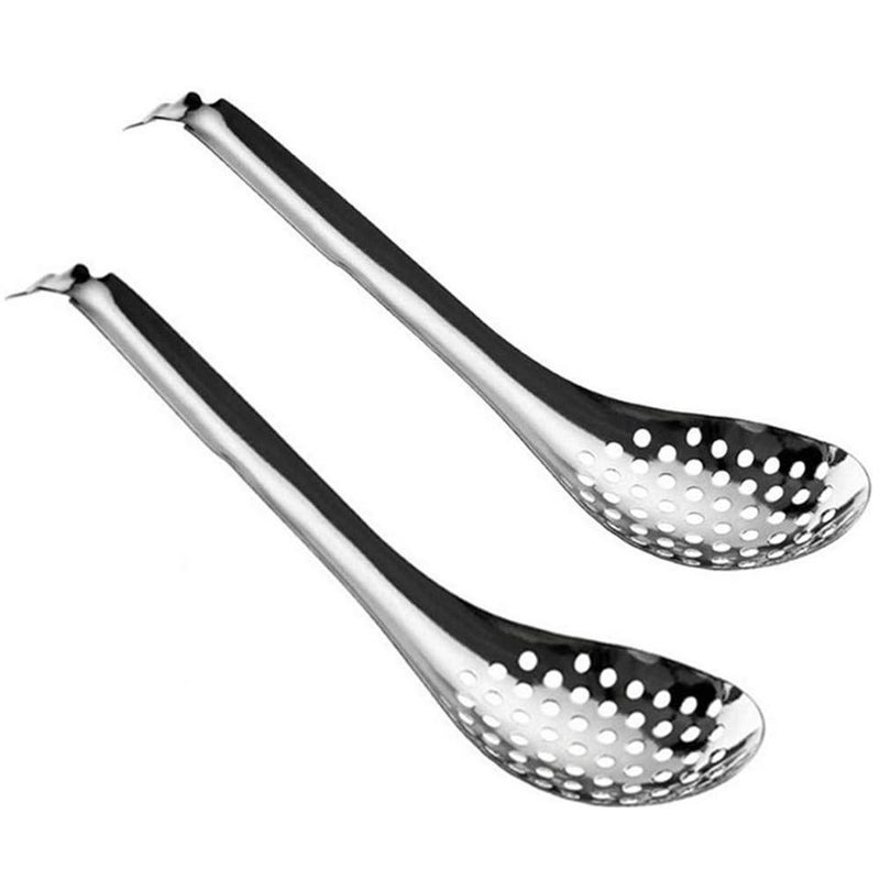 LINALL Spherification Spoon - Set of 2 Stainless Steel Spherification Spoon Molecular Slotted Bar Spoon Kitchen - KICW0071 (Silver) - Image 1