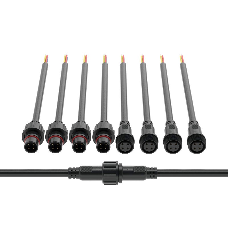 BTFLIGHTING 4 Pin Electrical Connector 20AWG IP65 Male Female Connector 787in20cm Extension Cable for CarTruckBoatIndoorOutdoor LED Strip LightsString 22mm Nut Big Size 5 Pairs