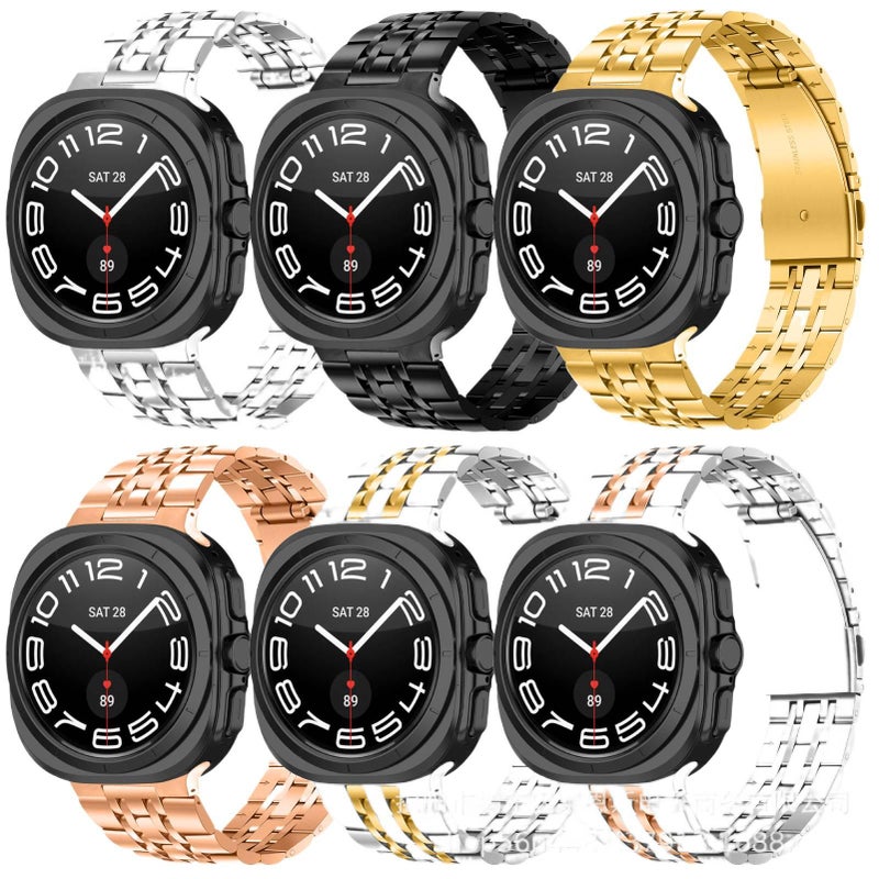 Adjustable Stainless Steel Link Smartwatch Band Compatible with Samsung Galaxy Watch 8 Classic with Fit Replacement Strap for Daily Wear in Rose - Image 2
