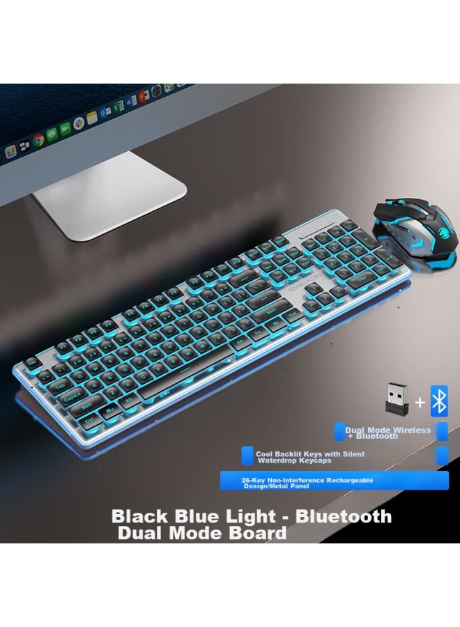 Eweadn X7s Wireless Bluetooth Dual-mode Mechanical Feel Keyboard And Mouse Set, Office Keyboard, Desktop Computer, Laptop, Ultra-thin, Low-profile, Gaming, Ergonomic Peripherals, Black - Image 1