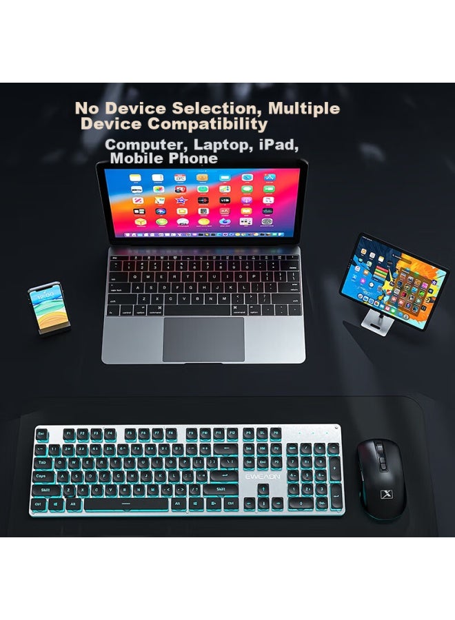 Eweadn X7s Wireless Bluetooth Dual-mode Mechanical Feel Keyboard And Mouse Set, Office Keyboard, Desktop Computer, Laptop, Ultra-thin, Low-profile, Gaming, Ergonomic Peripherals, Black - Image 4