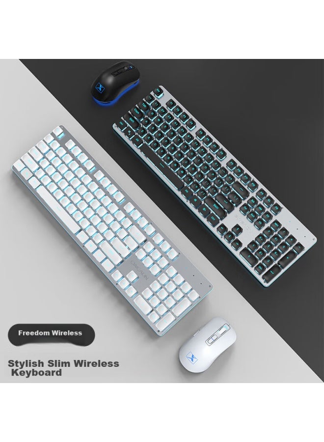 Eweadn X7s Wireless Bluetooth Dual-mode Mechanical Feel Keyboard And Mouse Set, Office Keyboard, Desktop Computer, Laptop, Ultra-thin, Low-profile, Gaming, Ergonomic Peripherals, Black - Image 3