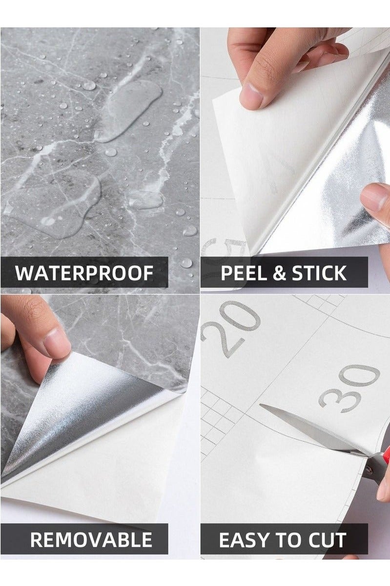 Arabest ملصقات ورق جدران مطبخ رخام لامع 40 سم * 500 سم، ملصقات مطبخ ذاتية اللصق، ملصقات رقائق الألمنيوم للمطبخ، ملصقات مقاومة للزيت وماء لموقد المطبخ - Image 4