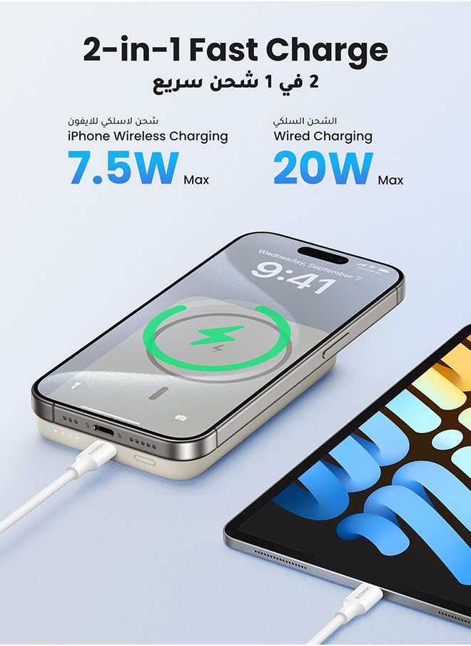 Generic - 10000 mAh 10000mAh Wireless Power Bank Magnetic MagSafe Wireless Portable Charger Fast Charging Charger PD 20W Wired Charging iPhone MagSafe Charger Battery Pack For iPhone 16 Series Apple Watch S10 - Image 1