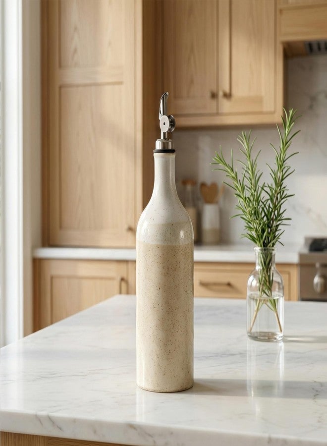 Dneuoir Olive Oil Dispenser Bottle for Kitchen, 23 Oz Ceramic Oil Dispenser with Gravity Spout for Olive Oil, Evoo, Vinegar, Soy Sauce, Coffee Syrups, Oil(Brown) - Image 2
