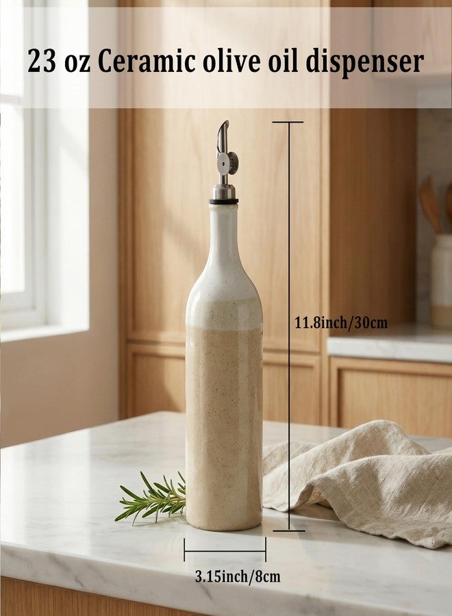 Dneuoir Olive Oil Dispenser Bottle for Kitchen, 23 Oz Ceramic Oil Dispenser with Gravity Spout for Olive Oil, Evoo, Vinegar, Soy Sauce, Coffee Syrups, Oil(Brown) - Image 5