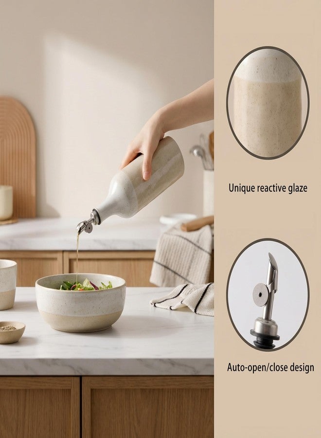 Dneuoir Olive Oil Dispenser Bottle for Kitchen, 23 Oz Ceramic Oil Dispenser with Gravity Spout for Olive Oil, Evoo, Vinegar, Soy Sauce, Coffee Syrups, Oil(Brown) - Image 3