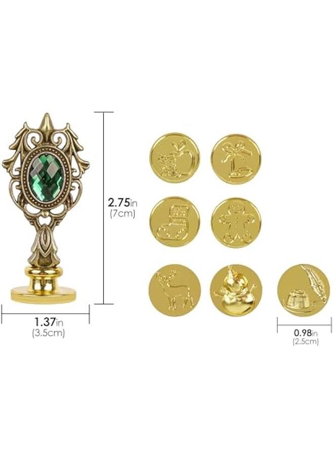 Generic Vintage Lacquer Seal Set, Wax Sealing Set, Sealing Wax Set for Cards, Envelopes, and Gift Packaging. (1 Vintage Handle + 7 Brass Sealing Heads)  - Image 2